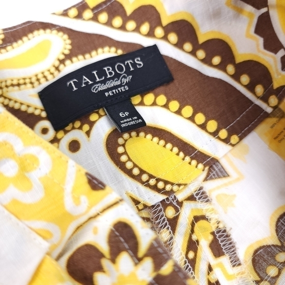 TALBOTS Petites Yellow White Brown Skirt Size 6p - Picture 3 of 16